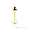 GOLD PVD PLATED OVER 316L SURGICAL STEEL LABRET/MONROE WITH BALL